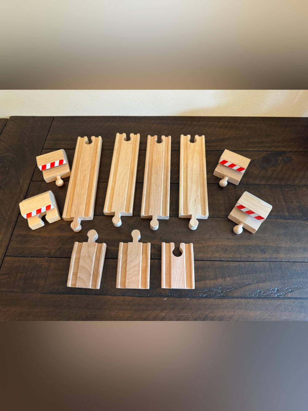 Stops, ramps & straights wooden rail /train track compatible w/ Brio and Thomas